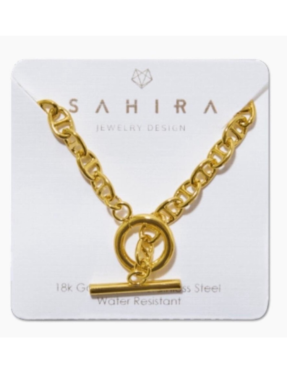 NWT SAHIRA Taylor Toggle Chain Necklace 18K Gold 16 in Chain